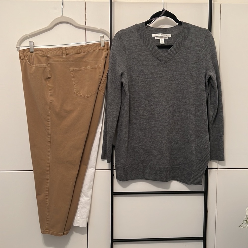 Max Studio Merino Wool sweater that is becoming material for a handmade pillow.